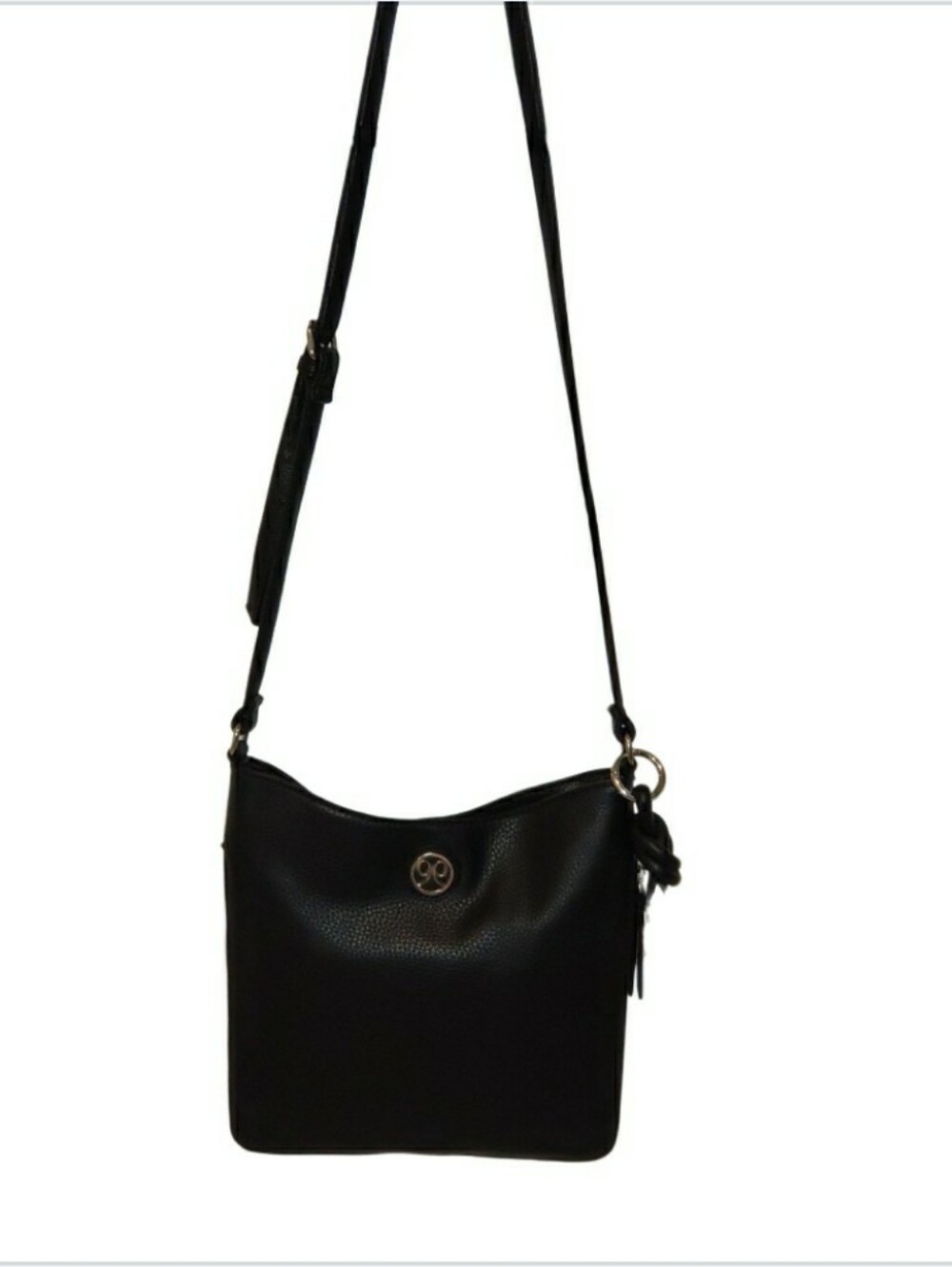 Y2K Nine West Pebbled Black Crossbody Zippered Expandable Accent Used Good Clean